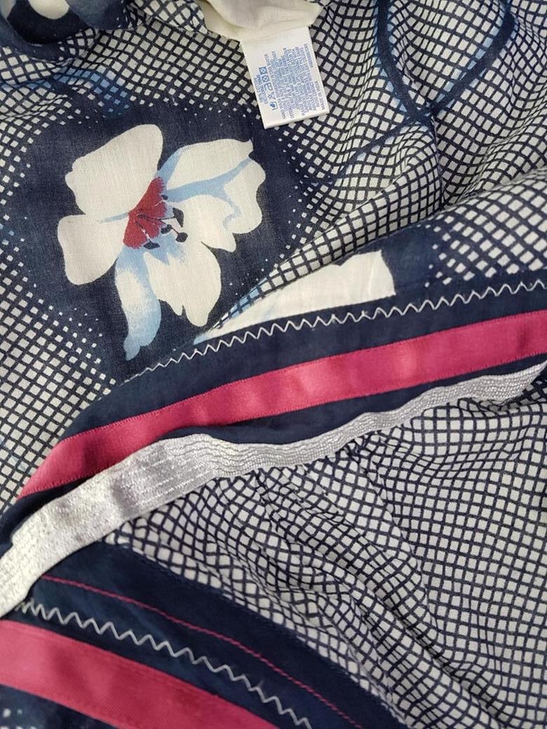 Oasis Rozmiar 8/34 Kolor Granatowy W serek Sukienka Sheath Krótki rękaw Do Kolan Materiał Bawełna 100%