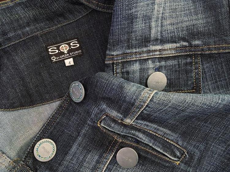 S.O.S by Orza Studio Rozmiar 4 Kolor Niebieski Kołnierz Żakiet z zapięciem Długi rękaw Materiał Bawełna