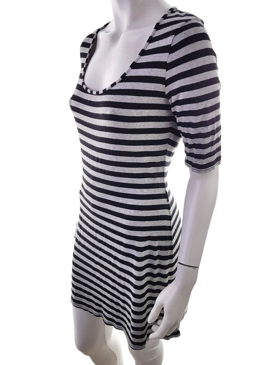Monsoon Rozmiar 38 Kolor Czarny Dekolt U Sukienka Bodycon Krótki rękaw Krótka Materiał Wiskoza