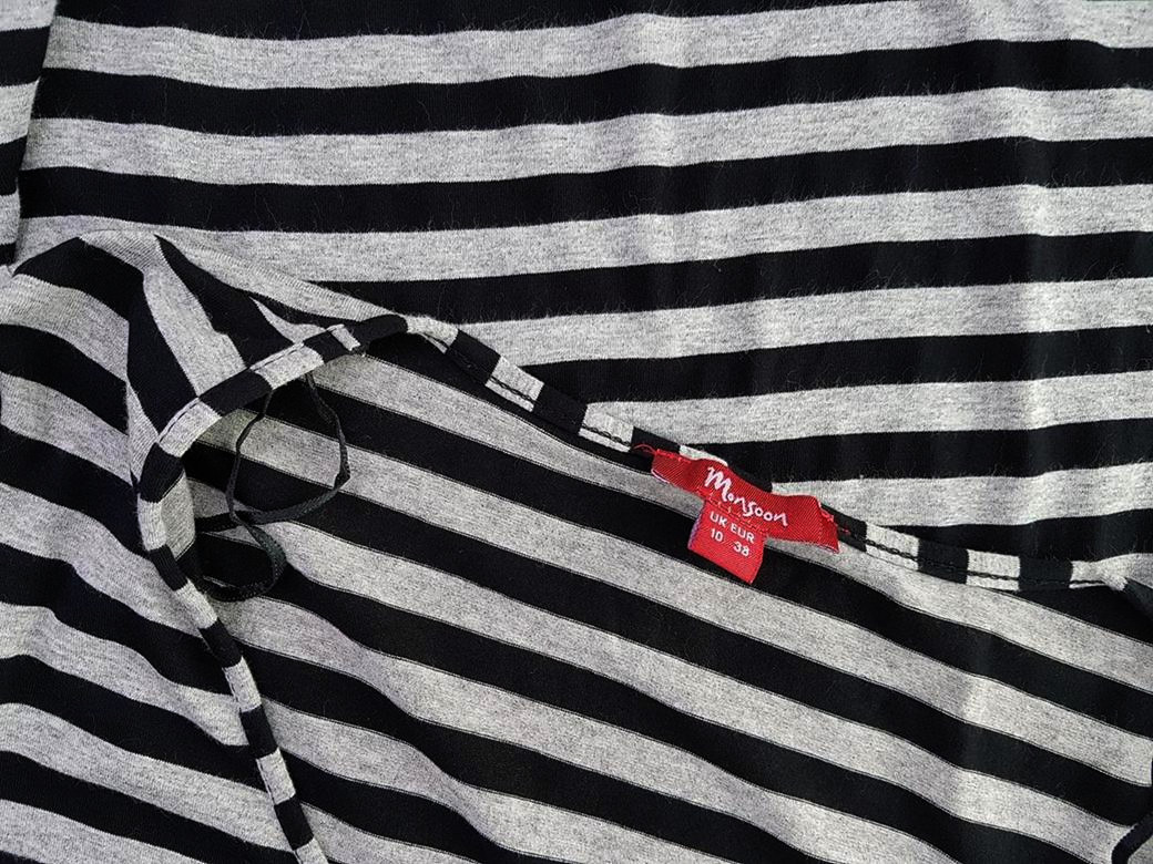 Monsoon Rozmiar 38 Kolor Czarny Dekolt U Sukienka Bodycon Krótki rękaw Krótka Materiał Wiskoza