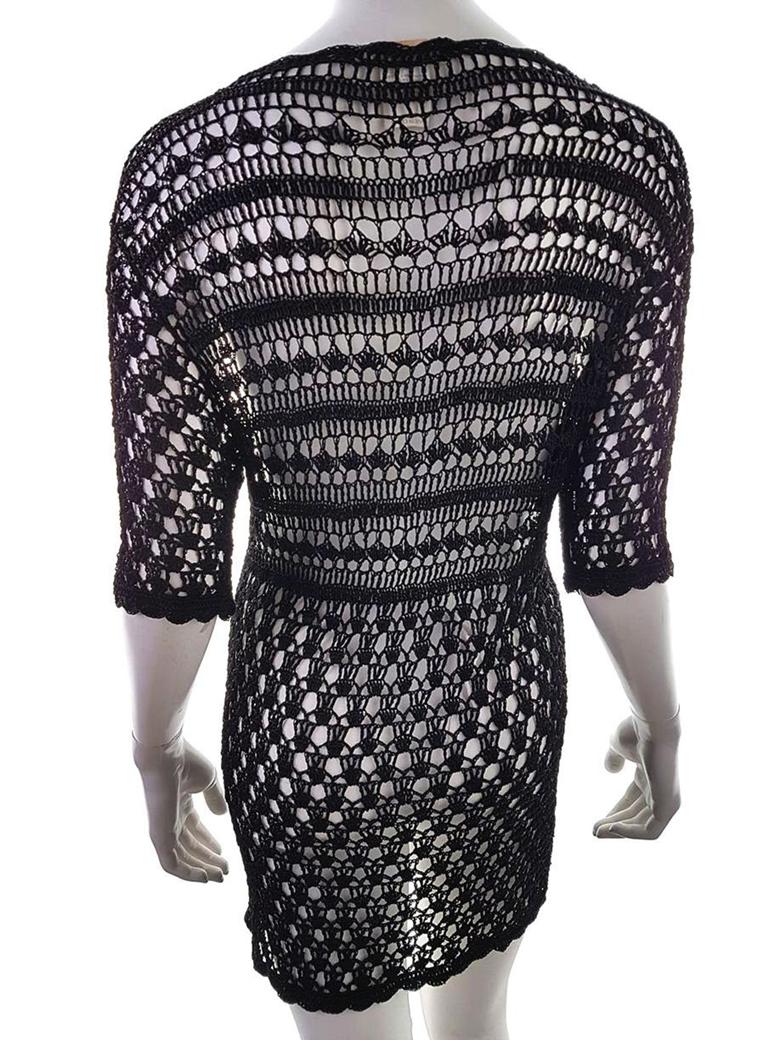 20190129_144825.jpg Laila Fashion Rozmiar S Kolor Czarny W serek Długi Zapinany Kardigan Krótki rękaw Materiał Wiskoza 100% Otwarta dzianina