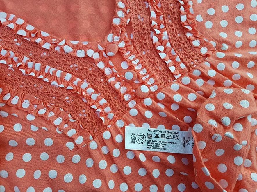 20190130_115046.jpg Rocha. John Rocha Rozmiar 16 (44) Kolor Pomarańczowy Grochy Dekolt U Bluzka Krótki rękaw Materiał Wiskoza
