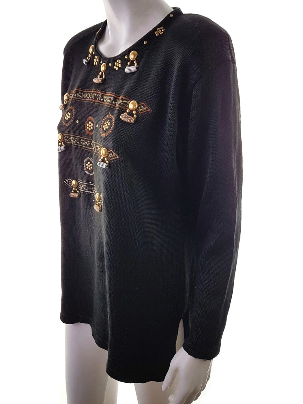 20190201_115102.jpg Made In France Rozmiar XL Kolor Czarny Okrągły dekolt Sweter Długi rękaw Materiał Akryl Cienka dzianina