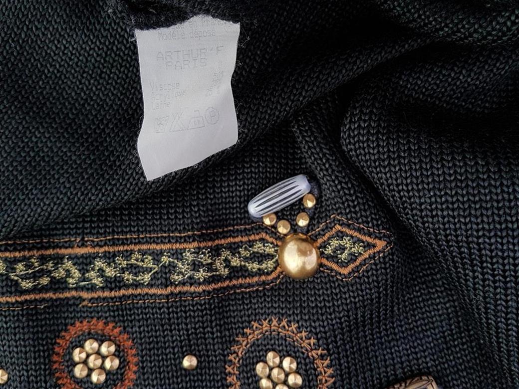 20190201_115135.jpg Made In France Rozmiar XL Kolor Czarny Okrągły dekolt Sweter Długi rękaw Materiał Akryl Cienka dzianina