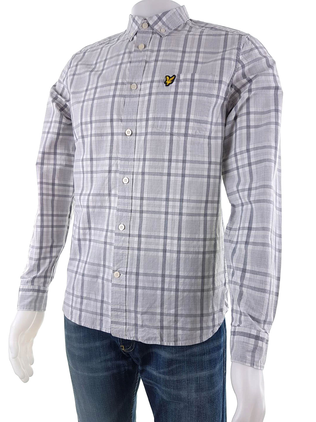 20190204_134527.jpg Lyle & Scott Rozmiar M Kolor Szary Kołnierz Męska Koszula Casual Długi rękaw Materiał Bawełna 100%