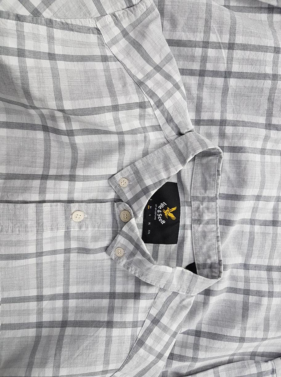 20190204_134720.jpg Lyle & Scott Rozmiar M Kolor Szary Kołnierz Męska Koszula Casual Długi rękaw Materiał Bawełna 100%