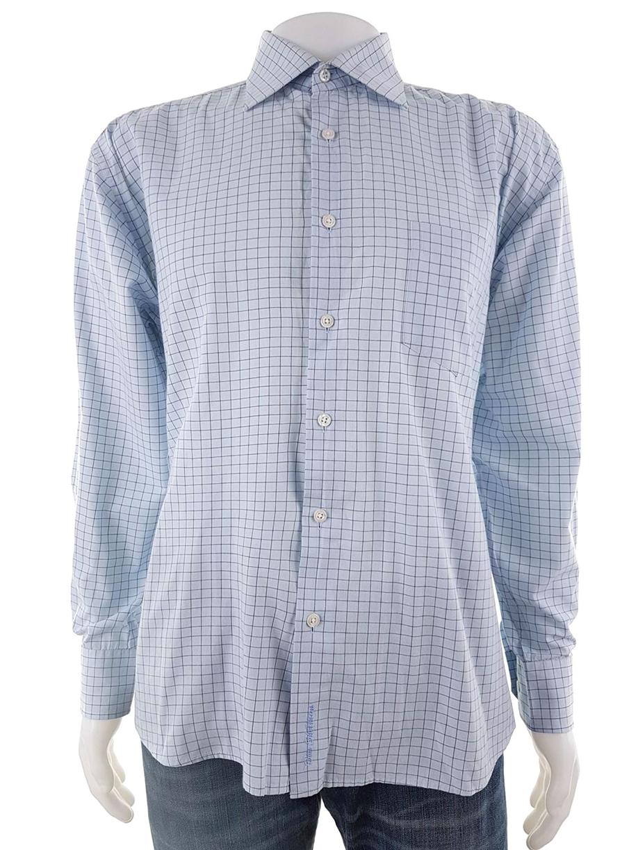 BEN SHERMAN Rozmiar 16 1/2 Kolor Niebieski Kołnierz Męska Koszula Elegancka Długi rękaw Materiał Bawełna