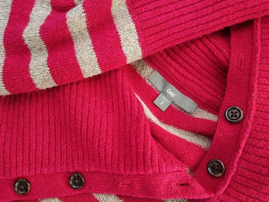 Gap Rozmiar S Kolor Różowy Pasy Kołnierz Tunika Bluzka Dzianina Długi rękaw Materiał Bawełna