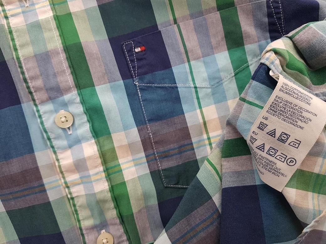 20190205_140914.jpg Tommy hilfiger Rozmiar M Kolor Granatowy Kołnierz Męska Koszula Casual Krótki rękaw Materiał Bawełna 100%
