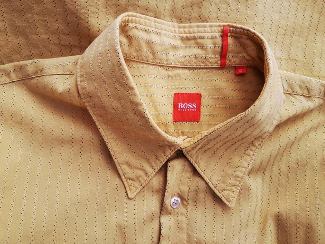 Hugo Boss Rozmiar XL Kolor Pomarańczowy Kołnierz Męska Koszula Casual Krótki rękaw Materiał Bawełna 100%