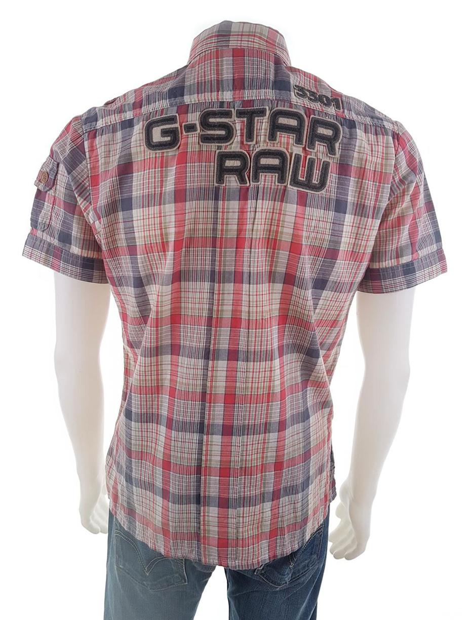 G-Star Rozmiar M Kolor Czerwony Kołnierz Męska Koszula Casual Krótki rękaw Materiał Bawełna 100%