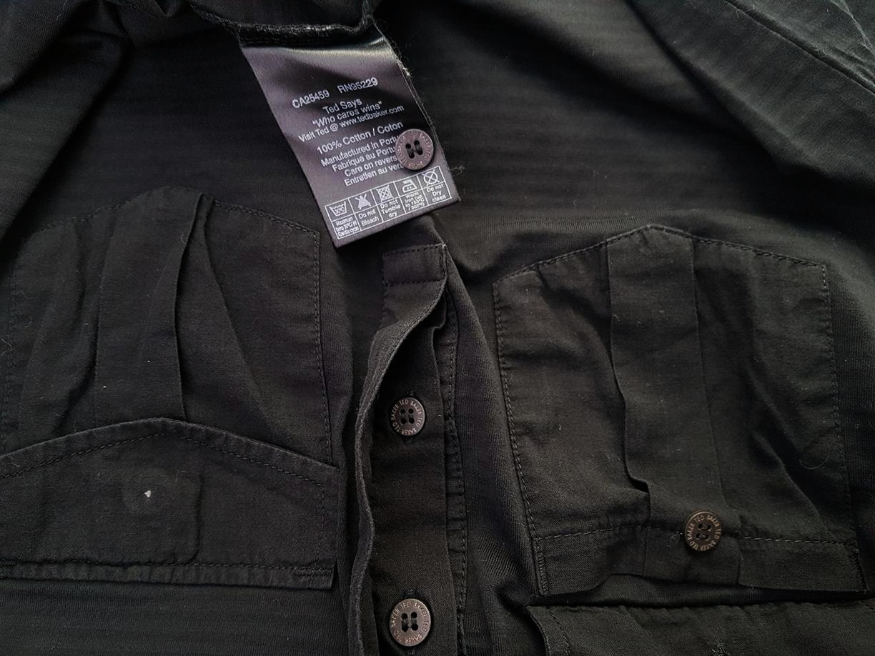 20190207_095404.jpg Ted Baker London Rozmiar 3 Kolor Czarny Kołnierz Koszulka Polo Krótki rękaw Materiał Bawełna 100%