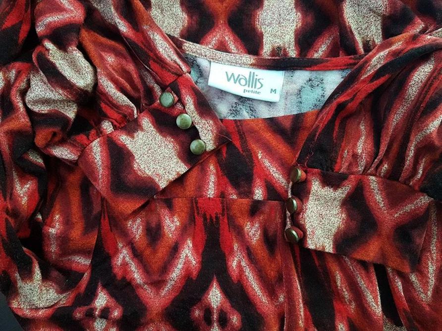 Wallis Rozmiar 10 Kolor Czerwony Kwadratowy dekolt Sukienka Mini Długi rękaw Krótka Wallis Rozmiar 10 Kolor Czerwony Kwadratowy dekolt Sukienka Mini Długi rękaw Krótka