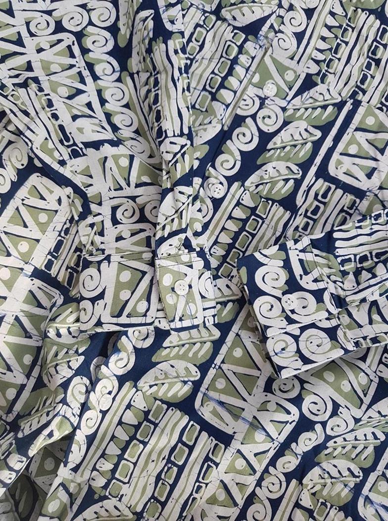 Batik Rozmiar L Kolor Granatowy Kołnierz Męska Koszula Casual Długi rękaw