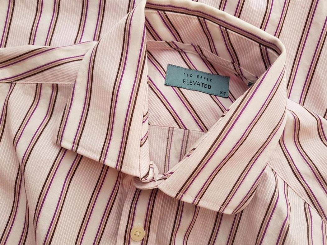 20190208_131755.jpg Ted Baker Rozmiar 15-5 Kolor Pudrowy Róż Kołnierz Męska Koszula Elegancka Długi rękaw Materiał Bawełna 100%