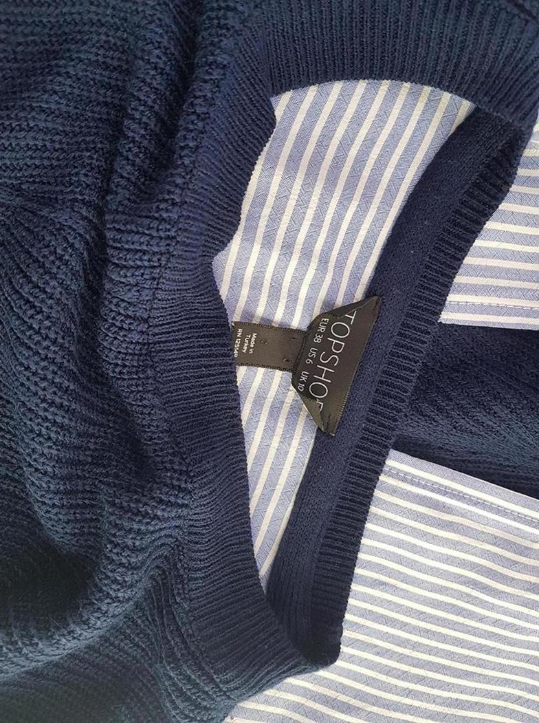 20190213_104311.jpg Topshop Rozmiar 38 Kolor Granatowy Crew Neck Sweter Długi rękaw Materiał Akryl Cienka dzianina