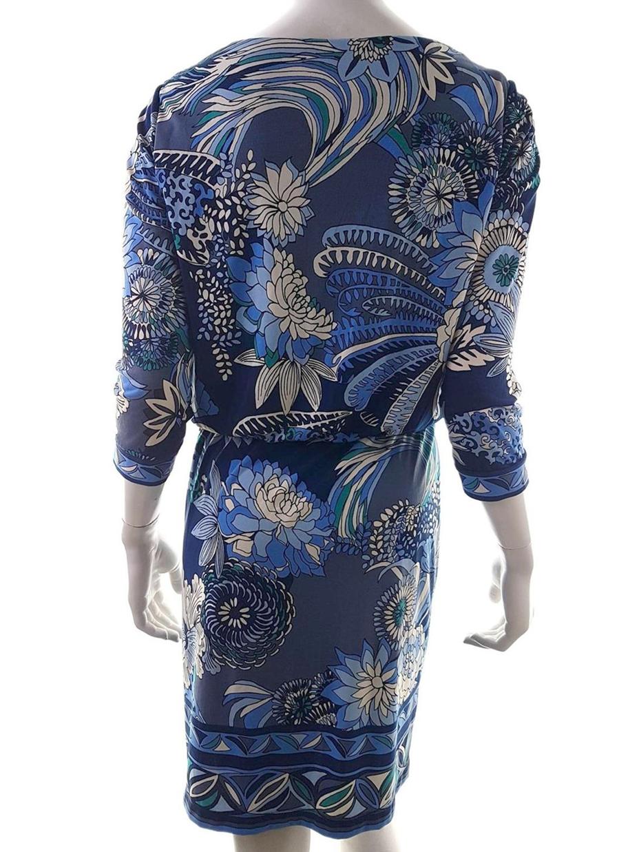 Donna Morgan Rozmiar 8 (36) Kolor Granatowy Okrągły dekolt Sukienka Blouson Rękaw 3/4 Do Kolan Donna Morgan Rozmiar 8 (36) Kolor Granatowy Okrągły dekolt Sukienka Blouson Rękaw 3/4 Do Kolan