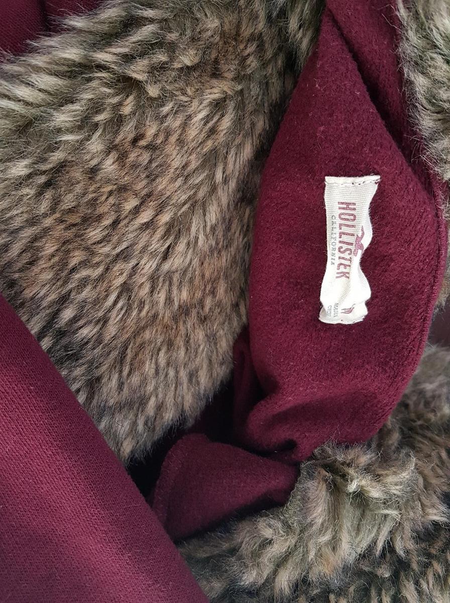 20190214_110523.jpg Hollister Rozmiar M Kolor Bordowy Kołnierz Długi Otwarty Kardigan Płaszcz Długi rękaw Materiał Bawełna Cienka dzianina
