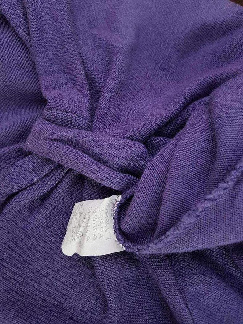 Nwillow Rozmiar M/L Kolor Fioletowy W serek Sukienka Sweterkowa Krótki rękaw Do Kolan Materiał Wiskoza