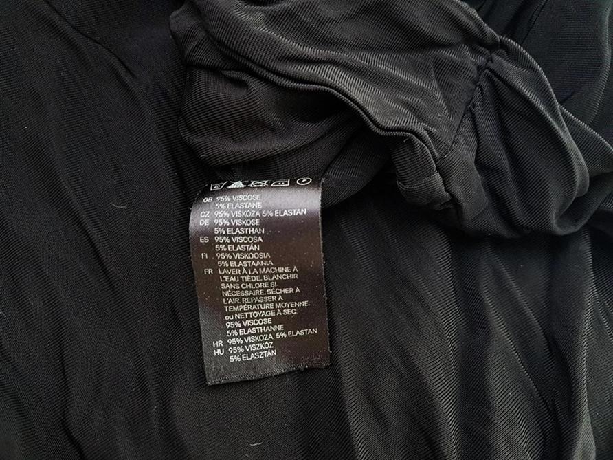 Rozmiar 36 Kolor Czarny Drapowany dekolt Sukienka Bodycon Bezrękawnik Do Kolan Rozmiar 36 Kolor Czarny Drapowany dekolt Sukienka Bodycon Bezrękawnik Do Kolan
