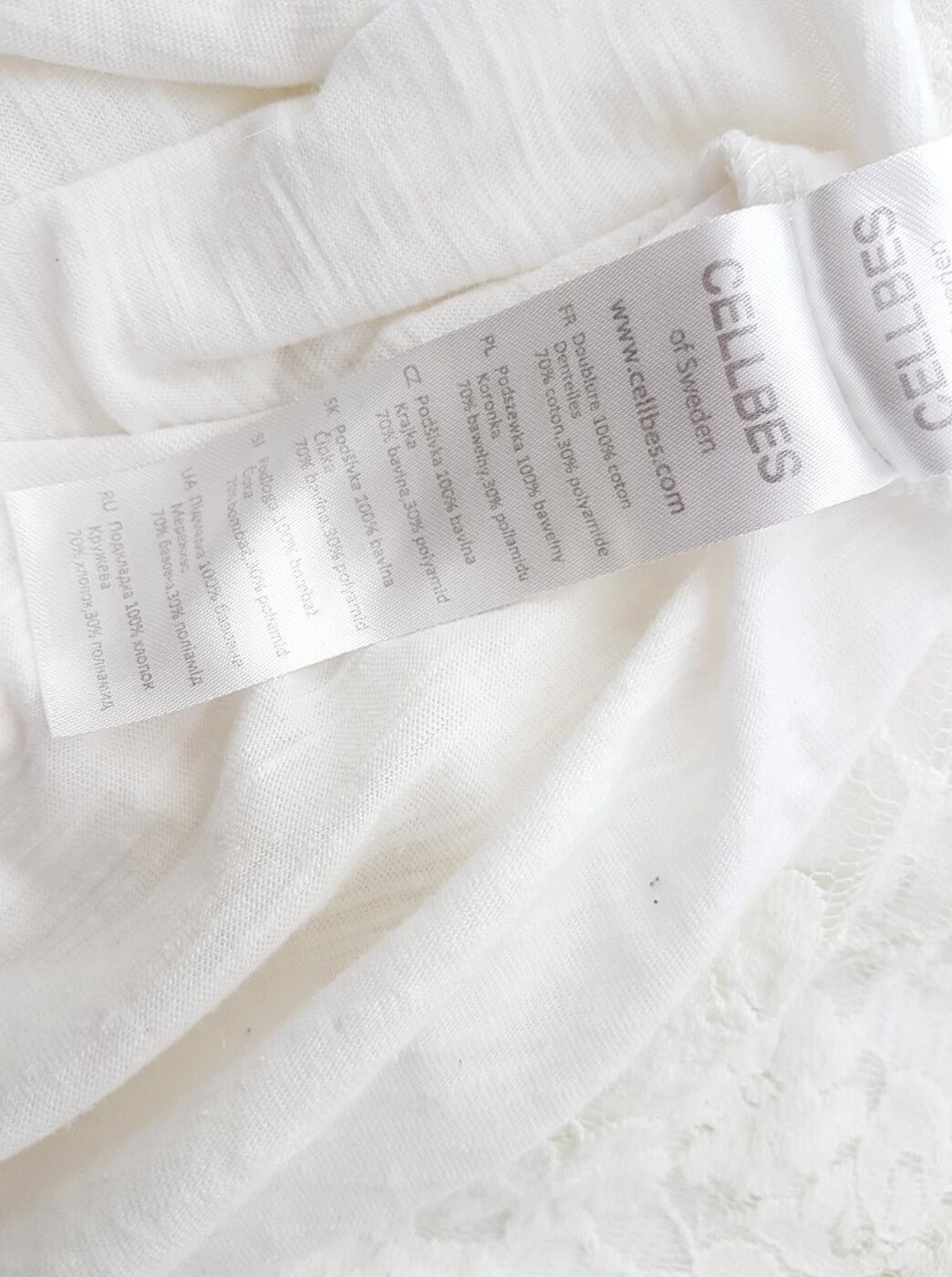 CELLBES Rozmiar 46/48 Kolor Biały Okrągły dekolt Bluzka Krótki rękaw Materiał Bawełna
