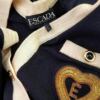 Escada Rozmiar 36 Kolor Granatowy W serek Długi Zapinany Kardigan Długi rękaw Materiał Dziewicza Wełna 100% Cienka dzianina