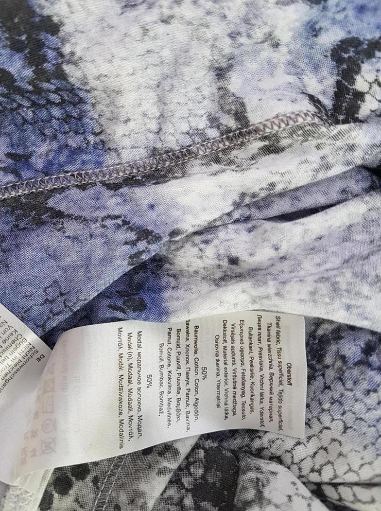 Olsen Rozmiar 38 Kolor Niebieski Panterka Okrągły dekolt Bluzka Długi rękaw Materiał Bawełna