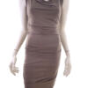 Made in Italy Rozmiar M Kolor Brązowy Drapowany dekolt Sukienka Bodycon Bezrękawnik Do Kolan