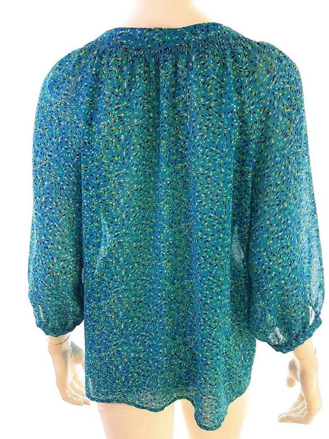 20190227_113546.jpg Cotton On Rozmiar L Kolor Niebieski Roślinny Liście Split Crew Neck Bluzka Rękaw 3/4
