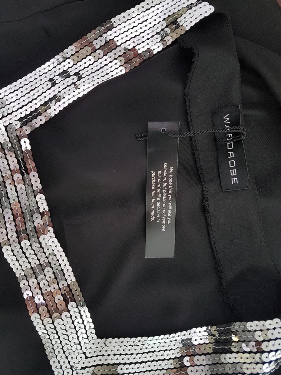 Wardrobe Rozmiar 12 (40) Kolor Czarny Kwadratowy dekolt Tunika Bluzka Rękaw 3/4