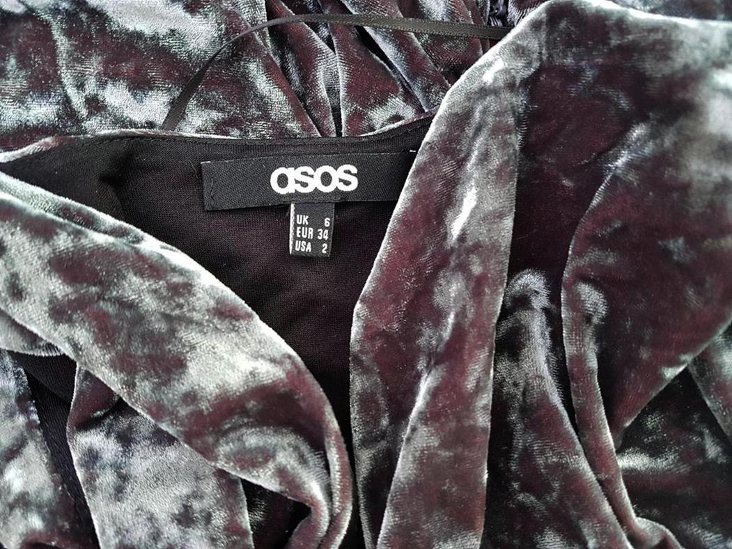 ASOS Rozmiar 34 Kolor Szary Drapowany dekolt Sukienka Bodycon Bezrękawnik Krótka