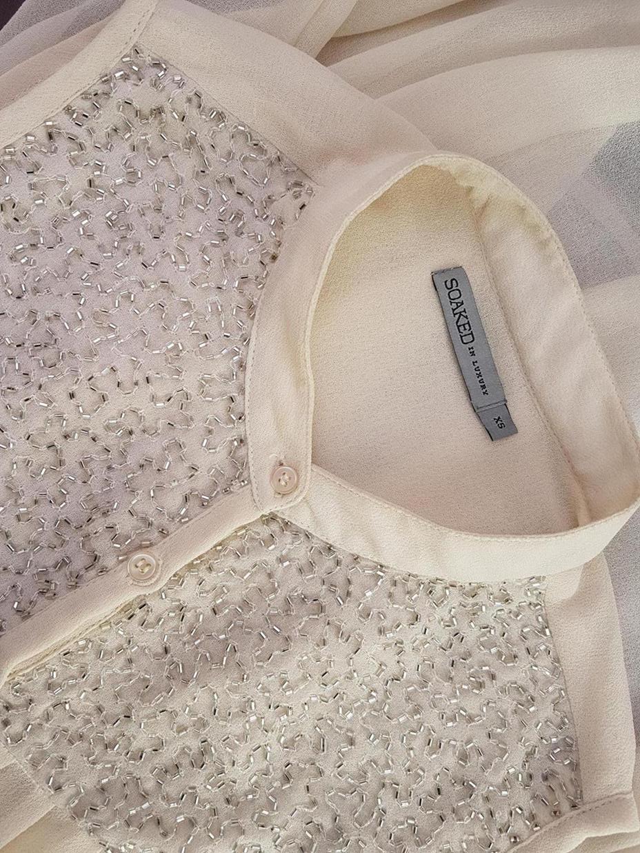 Soaked in luxury Rozmiar XS Kolor Beżowy Kołnierz Bluzka Zapinana Bezrękawnik
