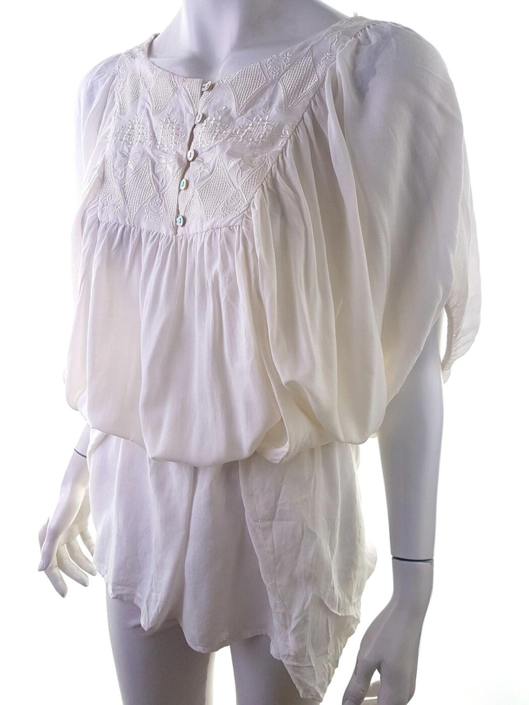 XXI Rozmiar M Kolor Kremowy W łódkę Tunika Popover Bluzka Rękaw 3/4 Materiał Rayon 100% XXI Rozmiar M Kolor Kremowy W łódkę Tunika Popover Bluzka Rękaw 3/4 Materiał Rayon 100%