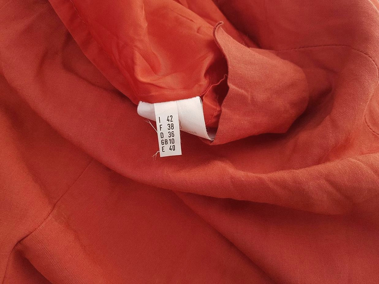 Made in Italy Rozmiar 36 Kolor Pomarańczowy Kwadratowy dekolt Sukienka Mini Bezrękawnik Krótka Materiał Wiskoza Made in Italy Rozmiar 36 Kolor Pomarańczowy Kwadratowy dekolt Sukienka Mini Bezrękawnik Krótka Materiał Wiskoza