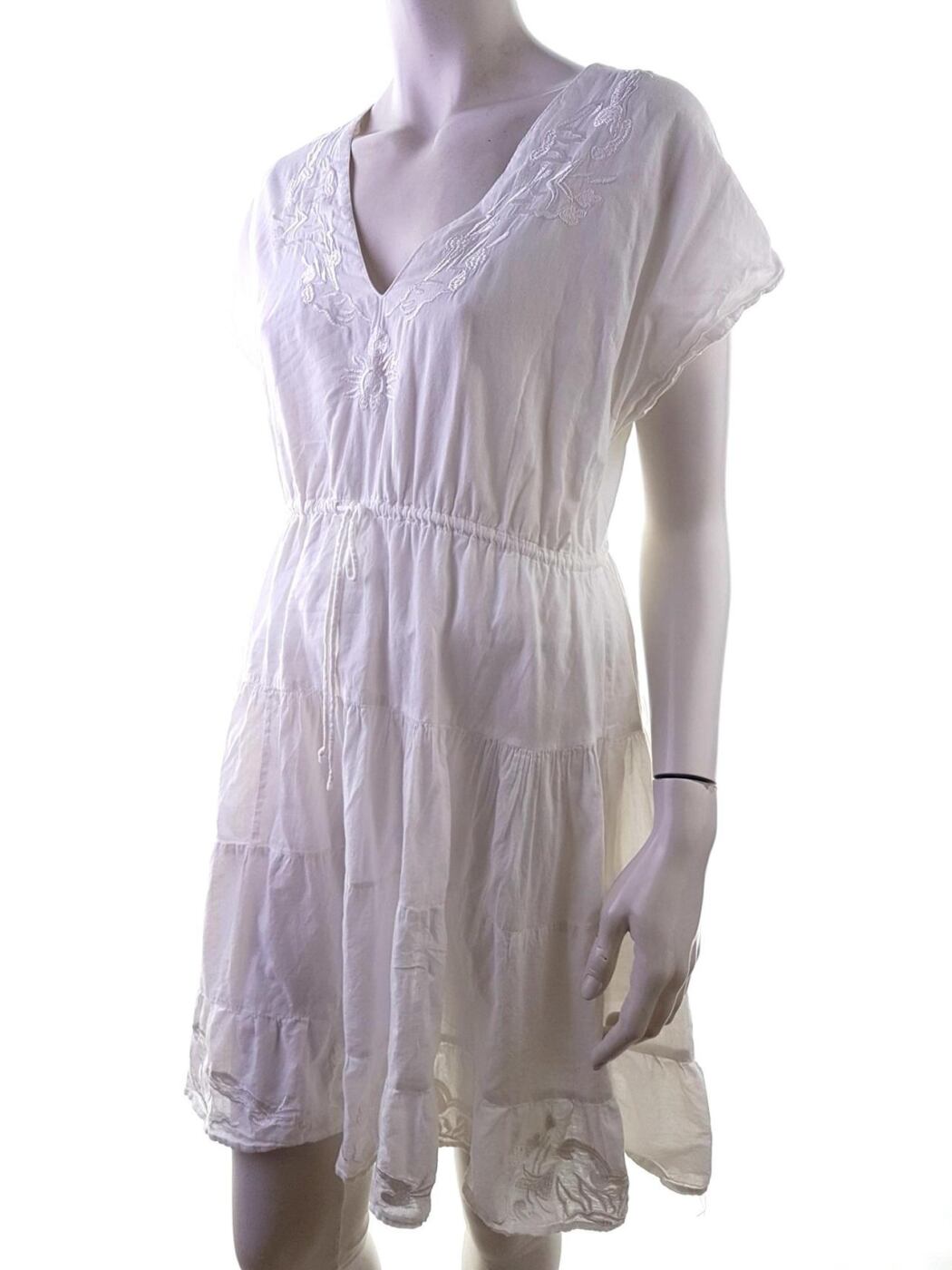 Anna Field Rozmiar L Kolor Biały W serek Sukienka Sheath Bezrękawnik Do Kolan Materiał Bawełna 100% Anna Field Rozmiar L Kolor Biały W serek Sukienka Sheath Bezrękawnik Do Kolan Materiał Bawełna 100%