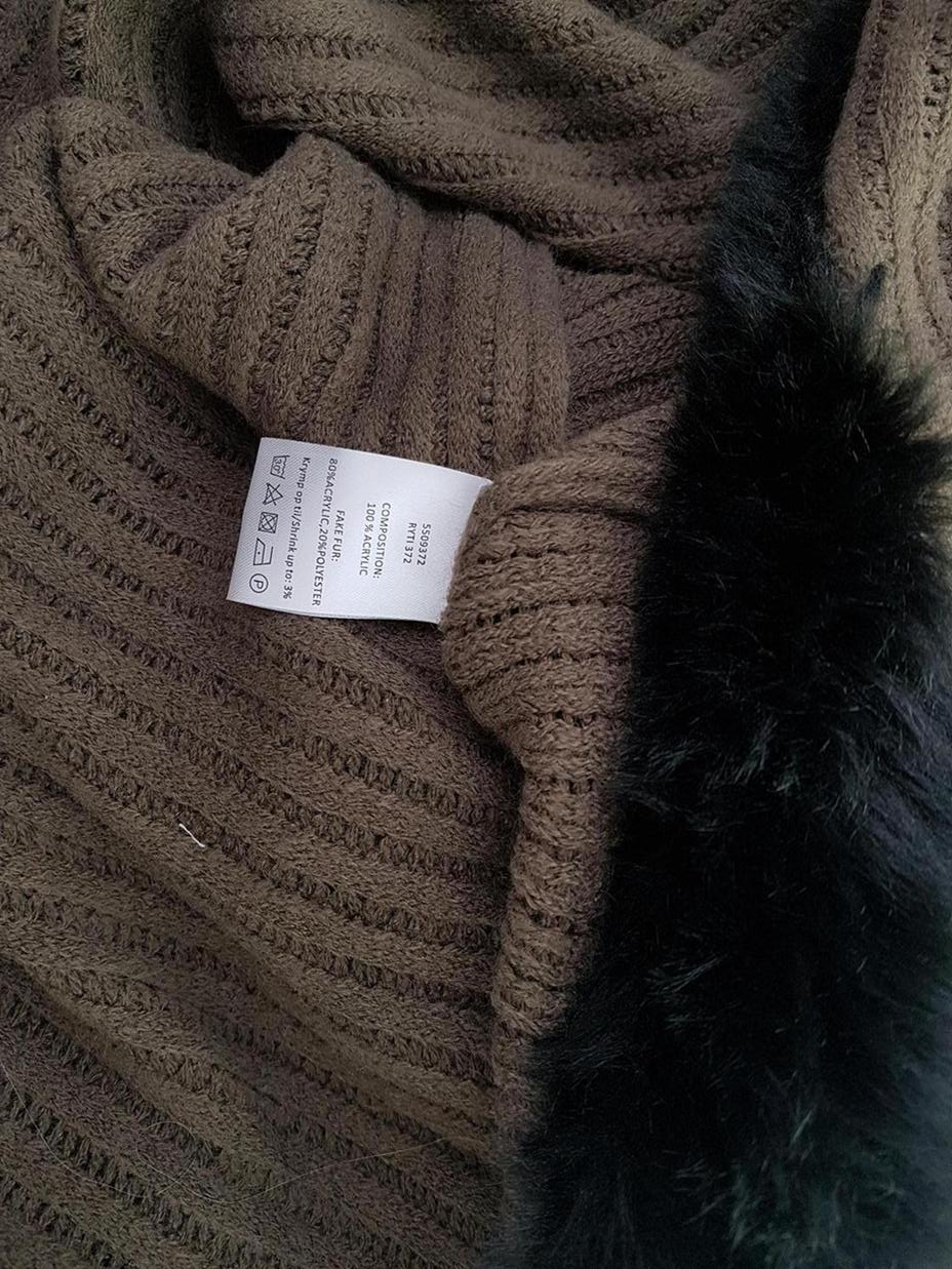 Ze - ze Rozmiar one size Kolor Brązowy Kołnierz Długi Otwarty Kardigan Rękaw 3/4 Materiał Akryl 100% Cienka dzianina