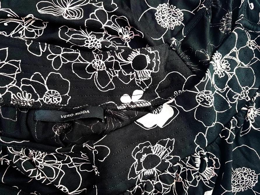 Vero moda Rozmiar L Kolor Czarny Kwadratowy dekolt Bluzka Krótki rękaw