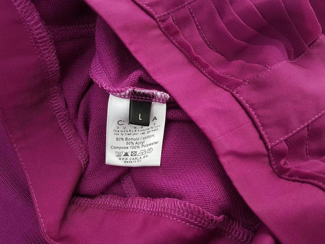 CARLA DU NORD Rozmiar L Kolor Fuksja Okrągły dekolt Sukienka Prostokątna Rękaw 3/4 Midi Materiał Bawełna CARLA DU NORD Rozmiar L Kolor Fuksja Okrągły dekolt Sukienka Prostokątna Rękaw 3/4 Midi Materiał Bawełna