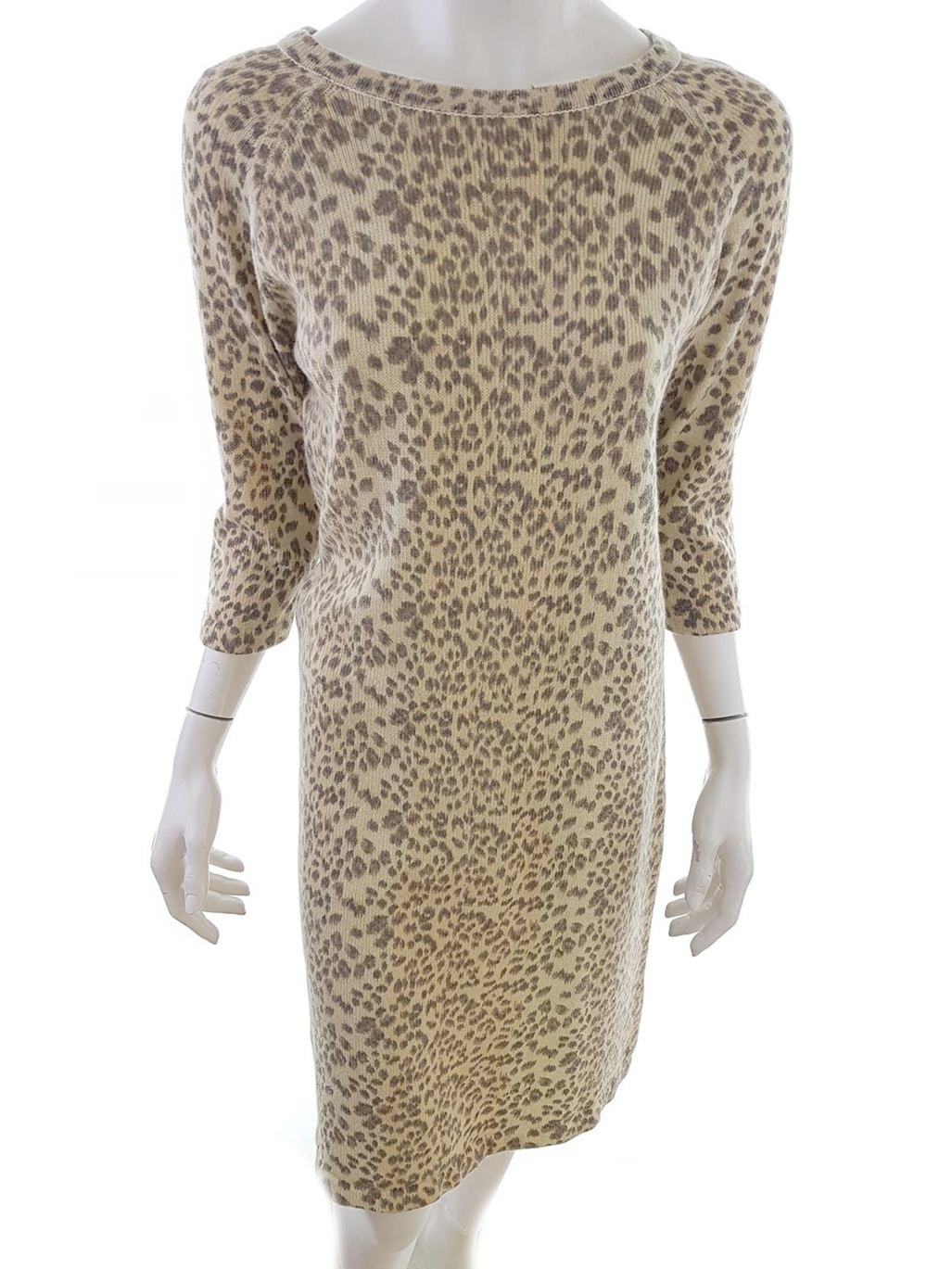 Rozmiar M Kolor Beżowy Okrągły dekolt Sukienka Bodycon Rękaw 3/4 Midi Materiał Bawełna