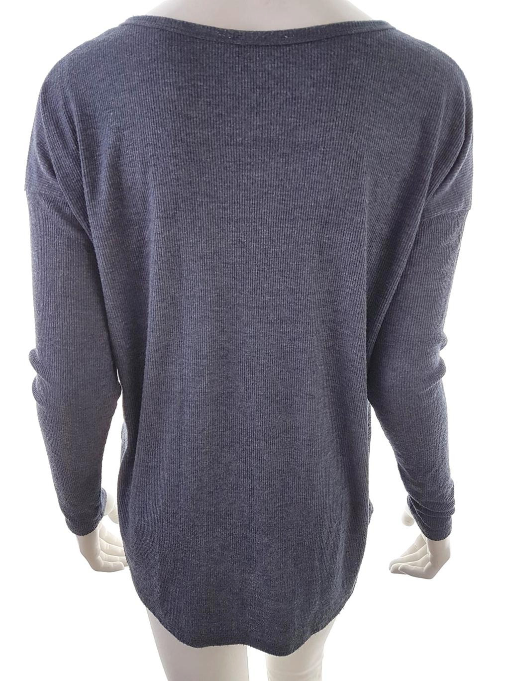 20190311_134108.jpg ABERCROMBIE & FITCH Rozmiar S Kolor Szary Okrągły dekolt Bluzka Popover Guziki Długi rękaw