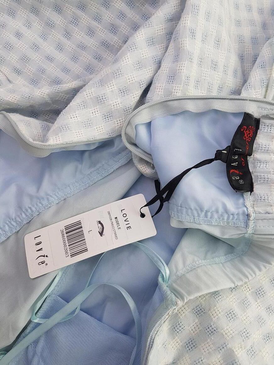 Lovie Rozmiar L Krata Odkryte Ramiona Sukienka Mini Bezrękawnik Krótka