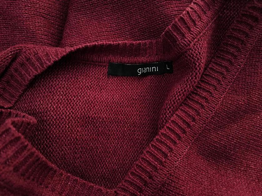GIANINI Rozmiar L Kolor Bordowy W serek Tunika Bluzka Dzianina Długi rękaw Materiał Bawełna GIANINI Rozmiar L Kolor Bordowy W serek Tunika Bluzka Dzianina Długi rękaw Materiał Bawełna