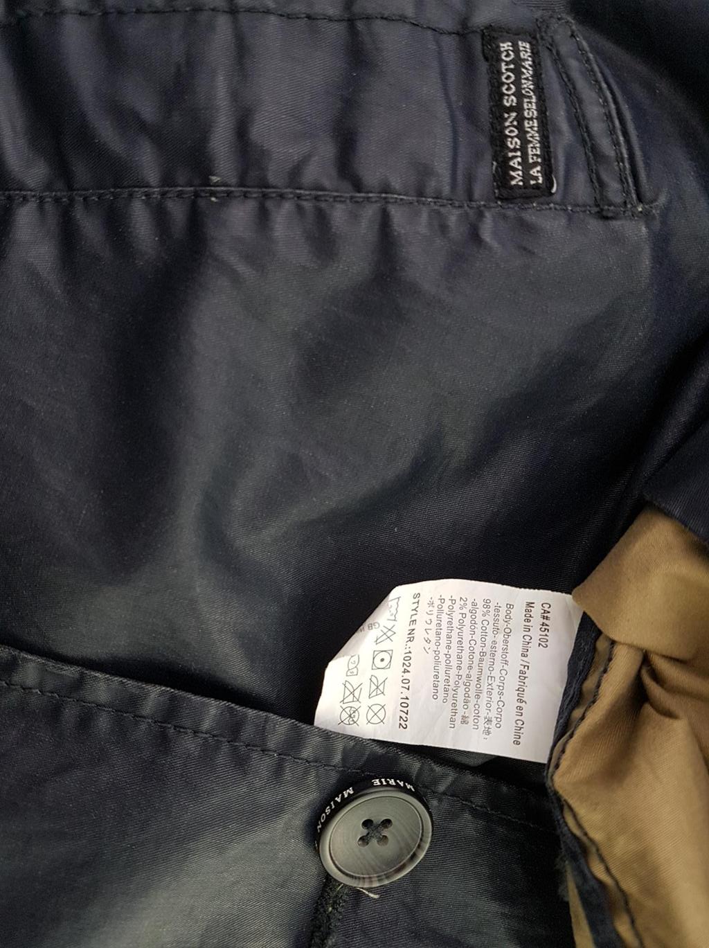 20190313_154604.jpg Maison scotch Rozmiar 3 Kolor Czarny Płaszcz Długi rękaw Materiał Bawełna