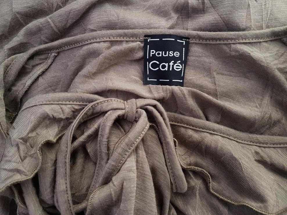 Pause cafe Rozmiar XXL Kolor Brązowy Kołnierz Kardigan Wiązany Rękaw 3/4 Cienka dzianina