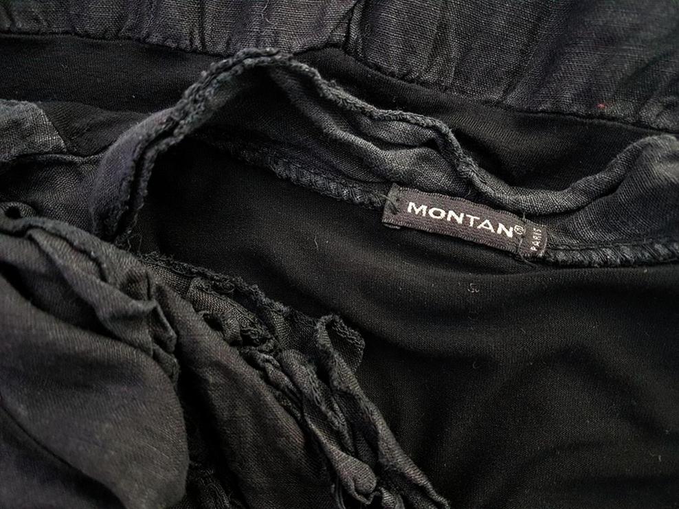 Montan Rozmiar L Kolor Czarny W serek Sukienka Letnia Bezrękawnik Do Kolan Materiał Len 100% Montan Rozmiar L Kolor Czarny W serek Sukienka Letnia Bezrękawnik Do Kolan Materiał Len 100%