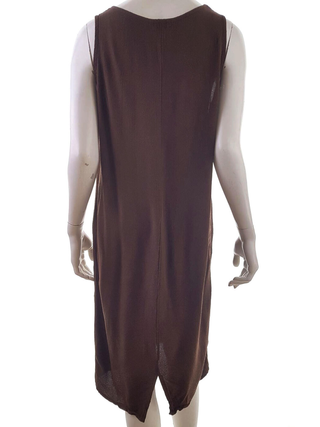 Uno Rozmiar one size Kolor Brązowy Okrągły dekolt Sukienka Prostokątna Bezrękawnik Midi Materiał Wiskoza 100% Uno Rozmiar one size Kolor Brązowy Okrągły dekolt Sukienka Prostokątna Bezrękawnik Midi Materiał Wiskoza 100%