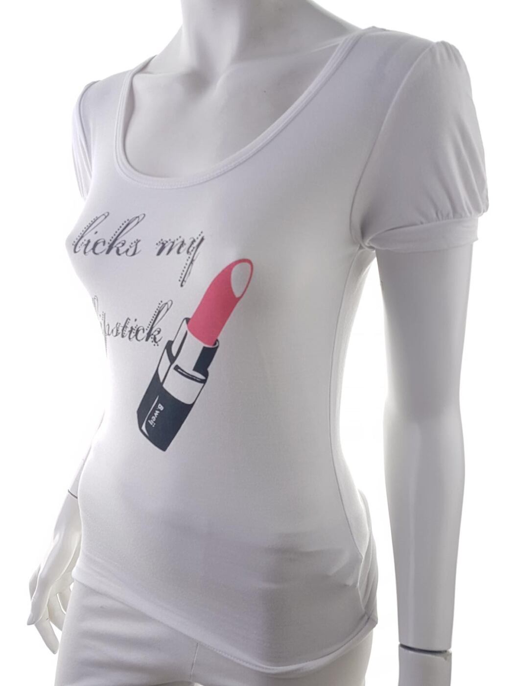 20190315_150917.jpg B.WEIJ Rozmiar S Kolor Biały Okrągły dekolt T-Shirt Krótki rękaw Materiał Wiskoza
