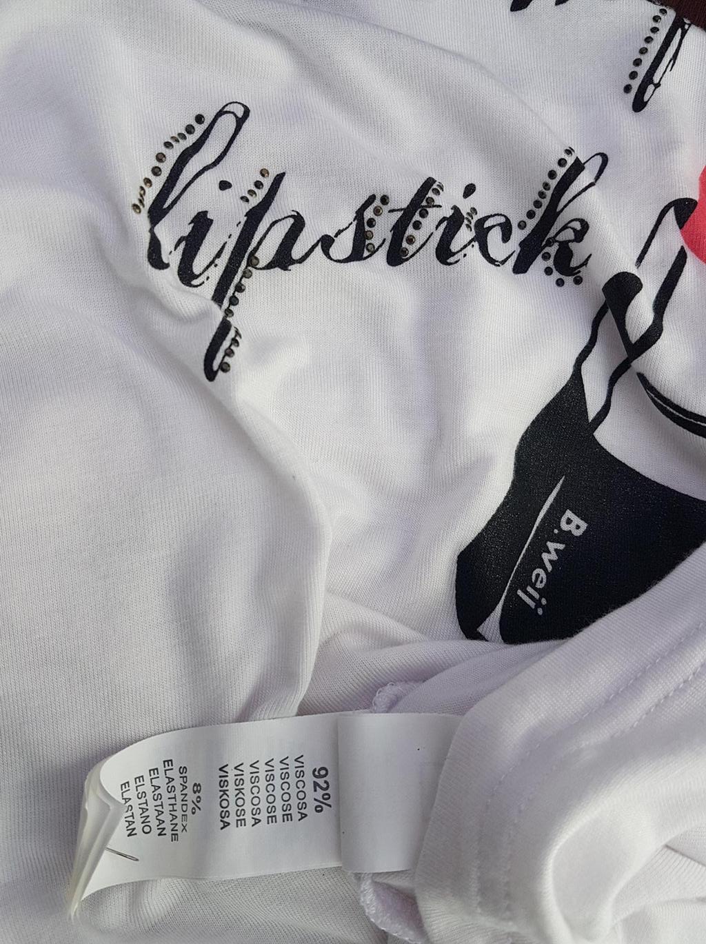 20190315_151014.jpg B.WEIJ Rozmiar S Kolor Biały Okrągły dekolt T-Shirt Krótki rękaw Materiał Wiskoza
