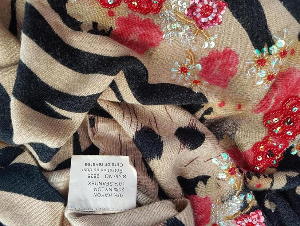 Faust Rozmiar XL Kolor Beżowy Panterka W serek Bluzka Długi rękaw Materiał Rayon