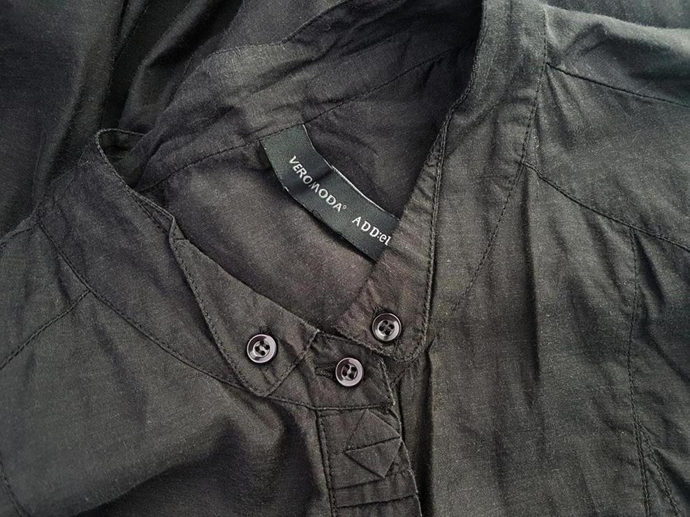 Vero moda Rozmiar XL Kolor Czarny Okrągły dekolt Sukienka Koszulowa Długi rękaw Krótka Materiał Wiskoza